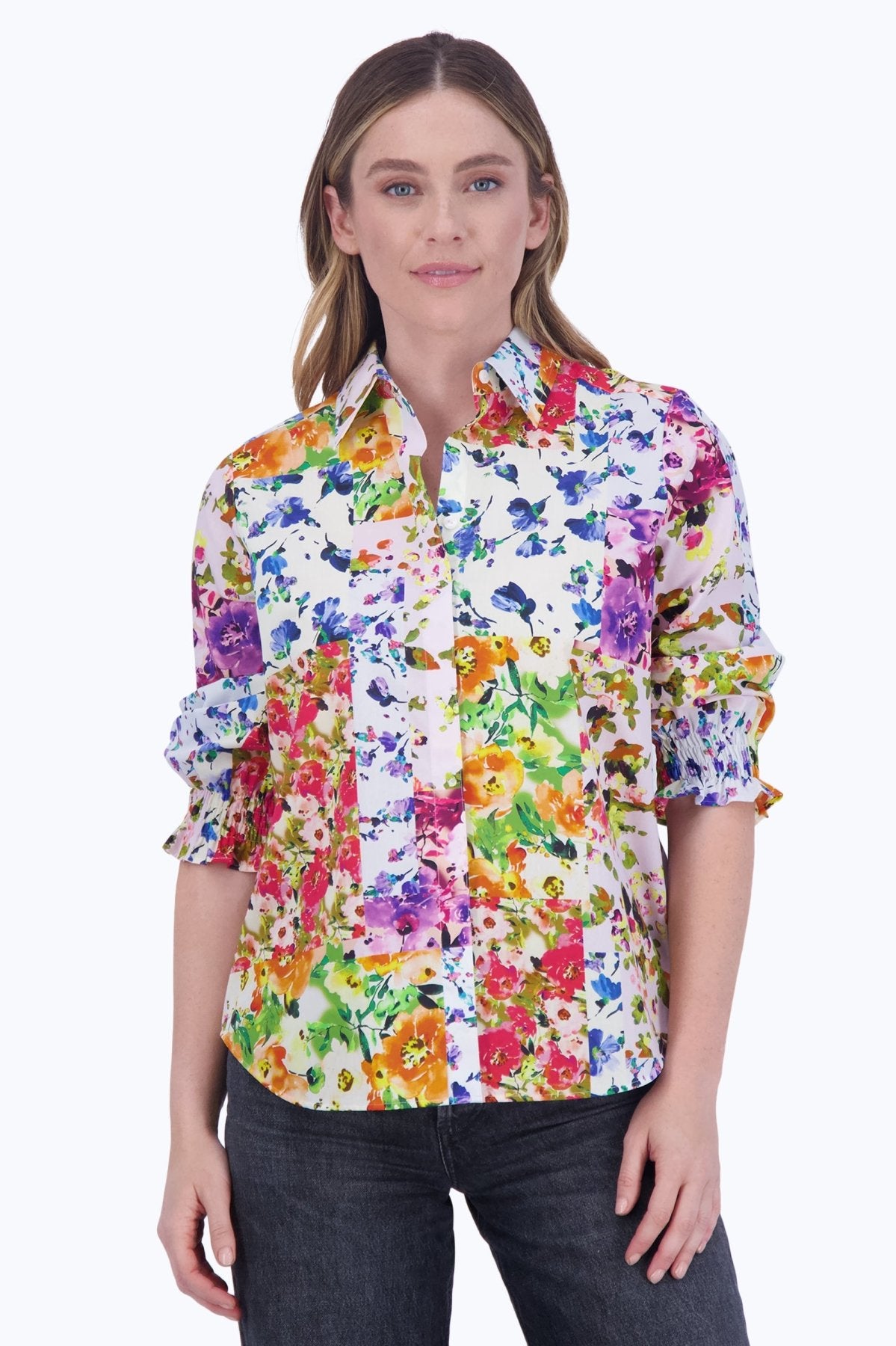 Olivia Floral Patchwork 3/4 Sleeve Shirt