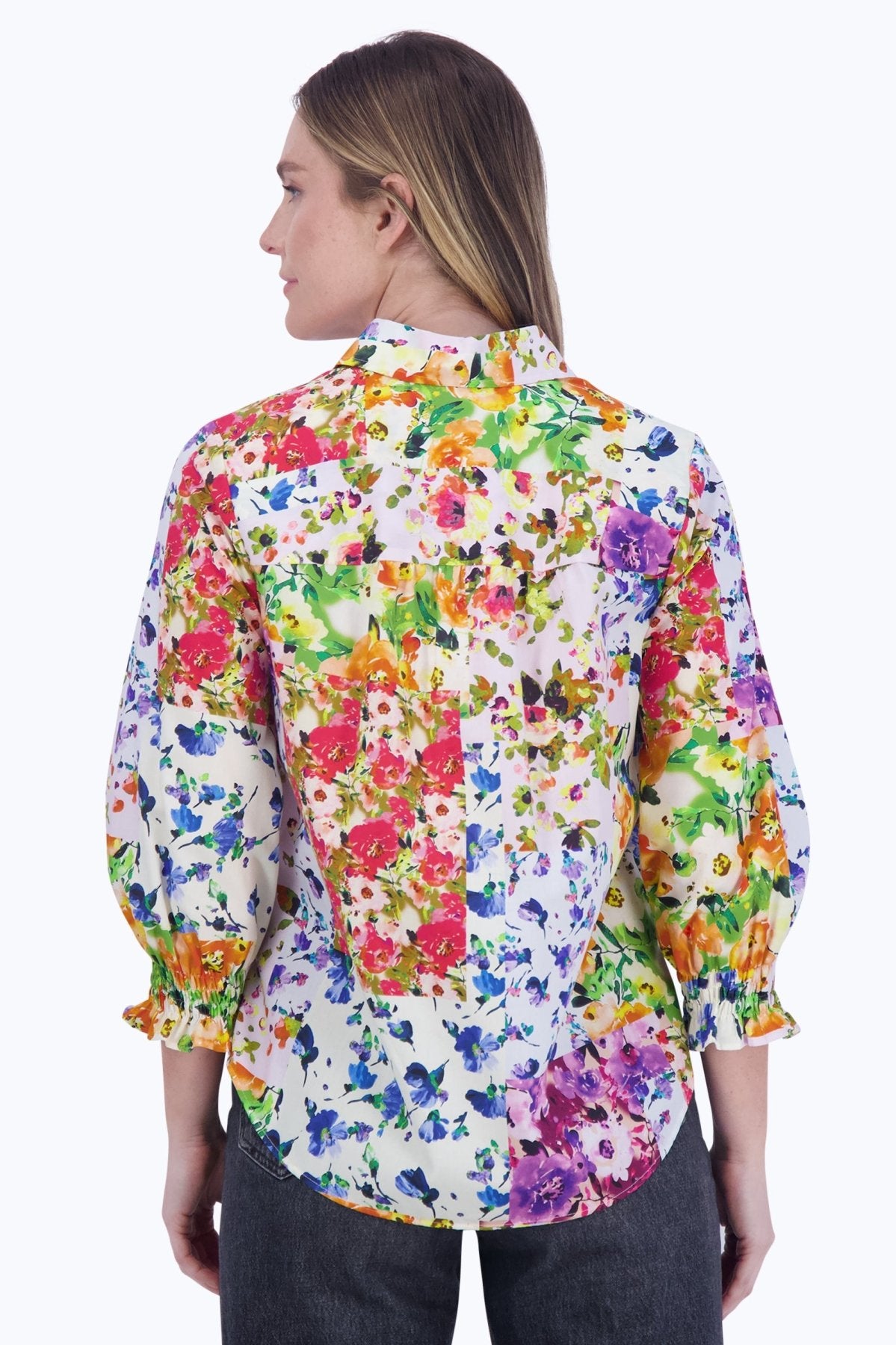 Olivia Floral Patchwork 3/4 Sleeve Shirt