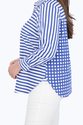 Meghan Plus Gingham Stripe Combo Long Sleeve Shirt