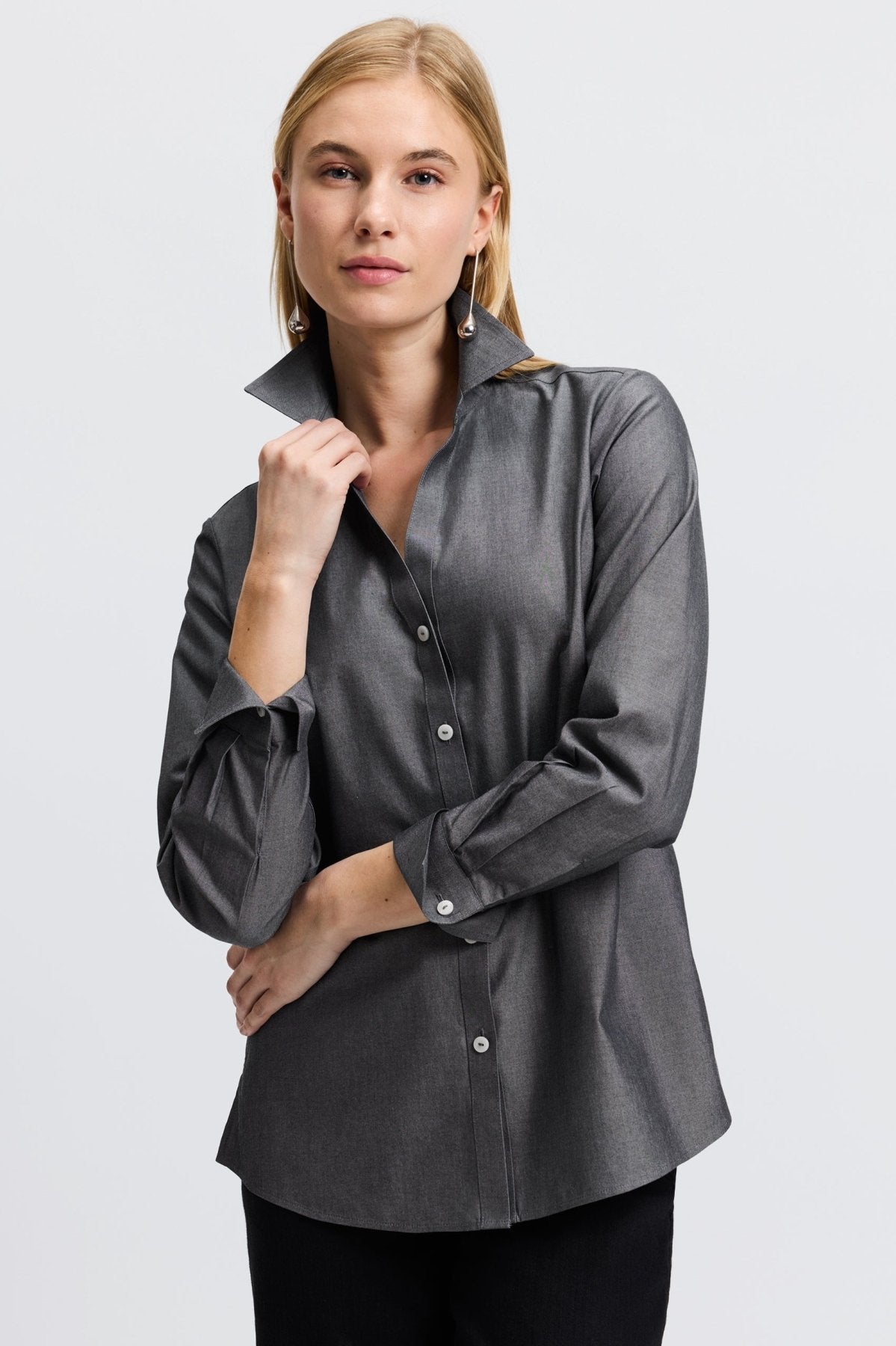 Mary No Iron Pinpoint Long Sleeve Shirt