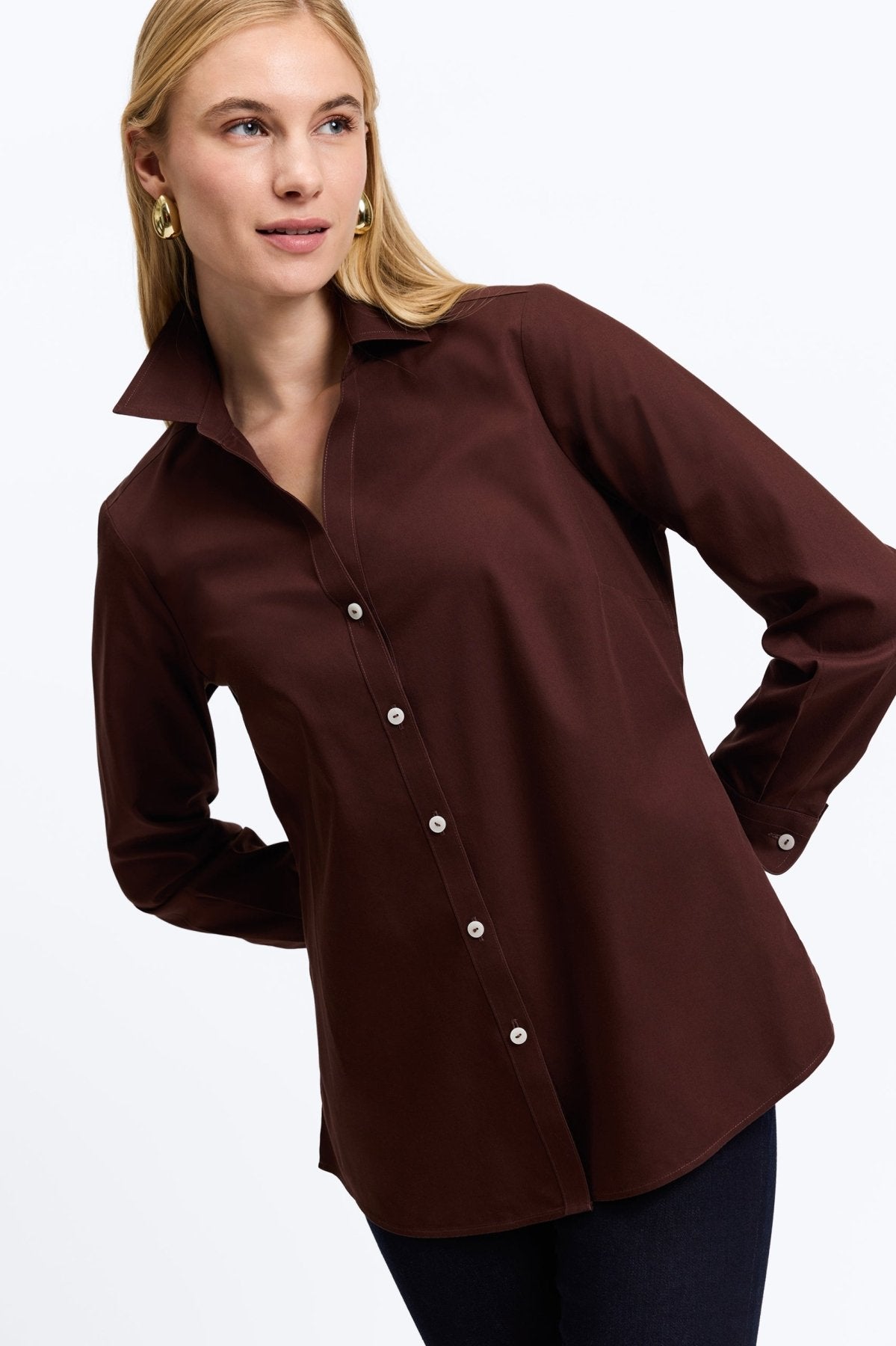 Mary No Iron Pinpoint Long Sleeve Shirt