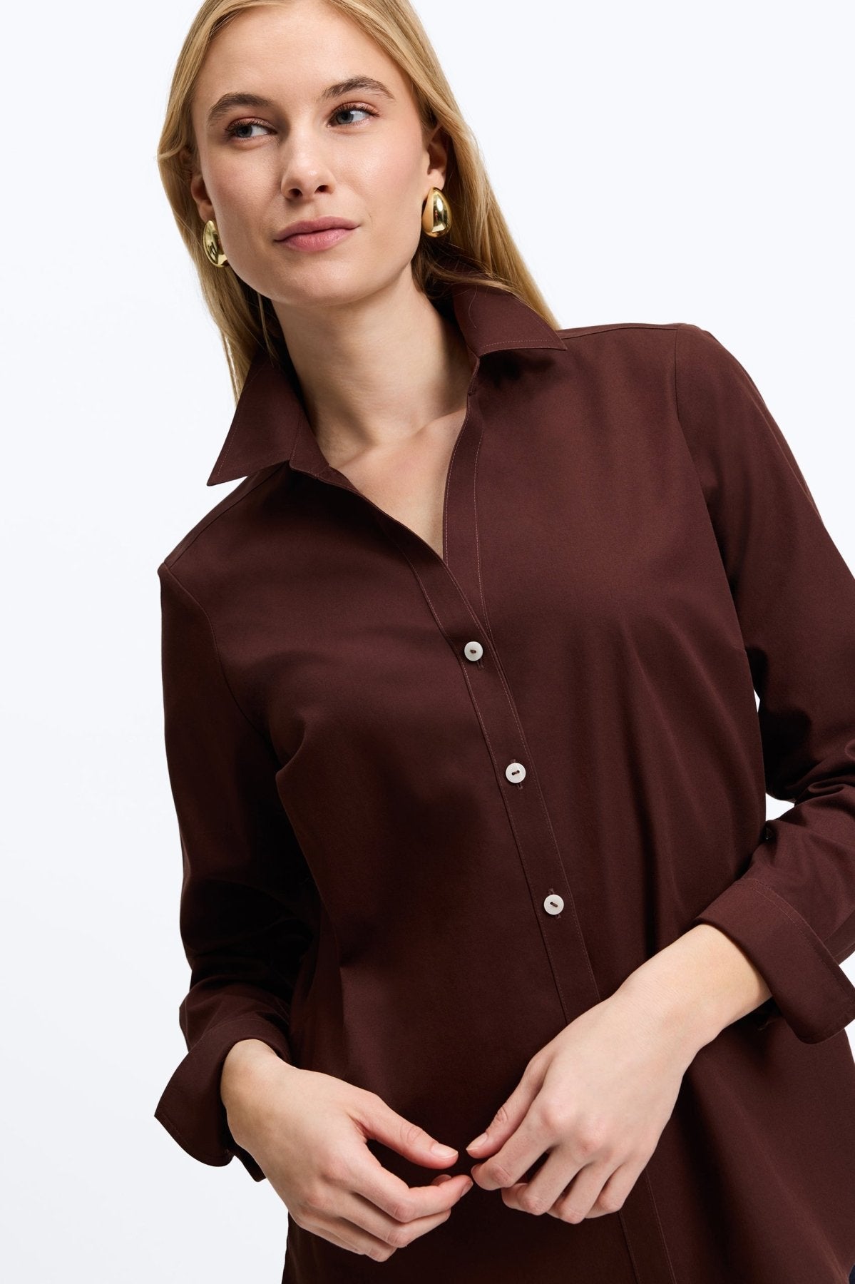 Mary No Iron Pinpoint Long Sleeve Shirt