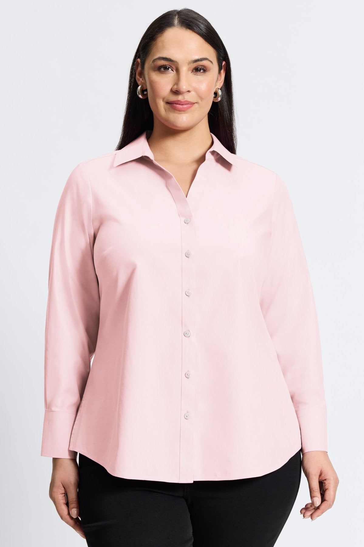 Mary Plus No Iron Pinpoint Long Sleeve Shirt