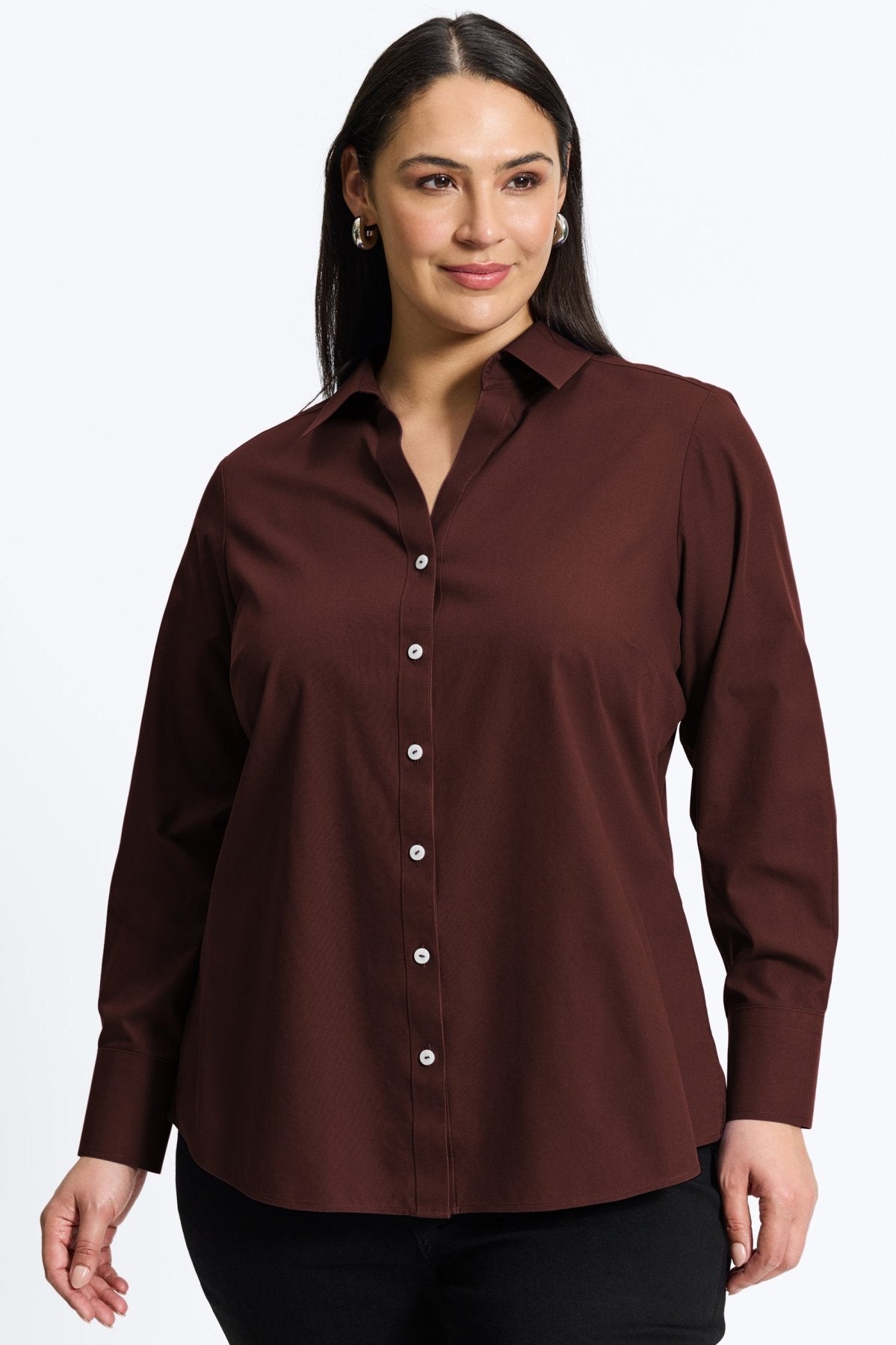 Mary Plus No Iron Pinpoint Long Sleeve Shirt