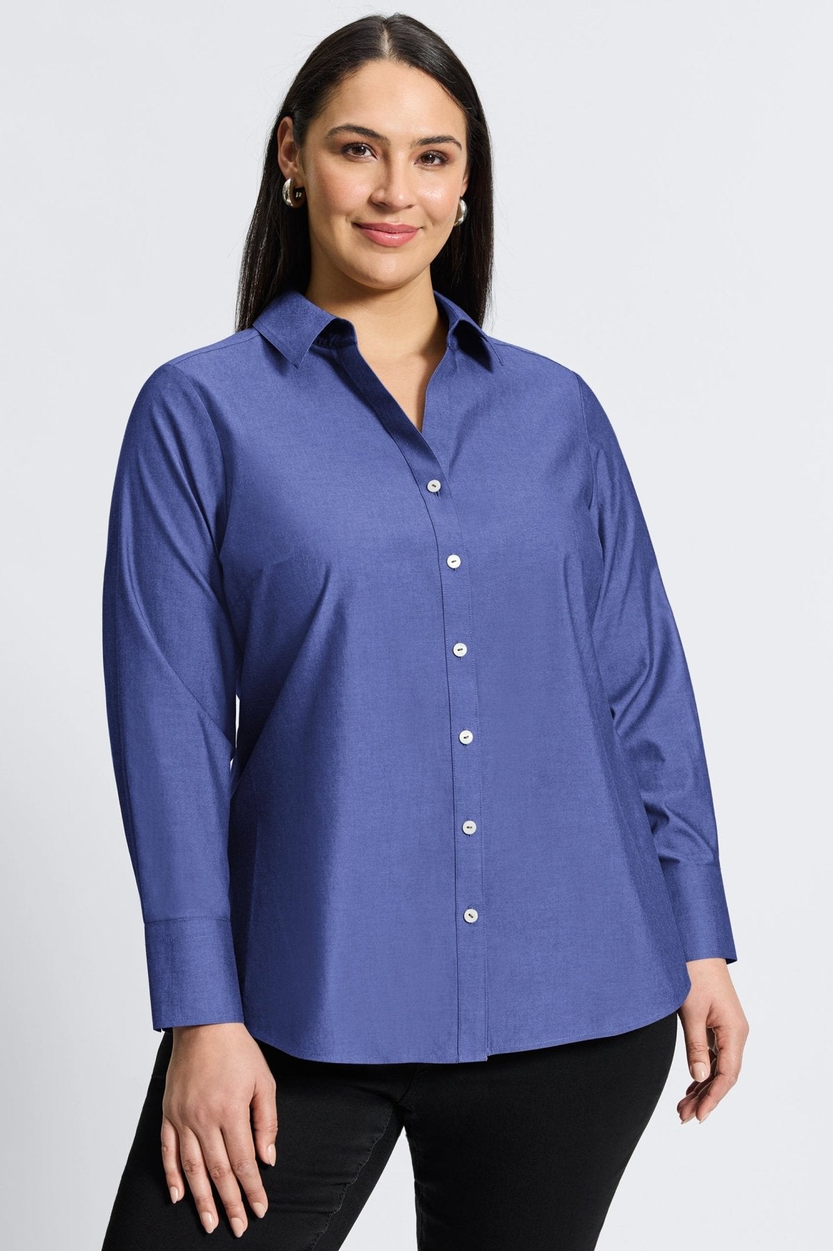 Mary Plus No Iron Pinpoint Long Sleeve Shirt