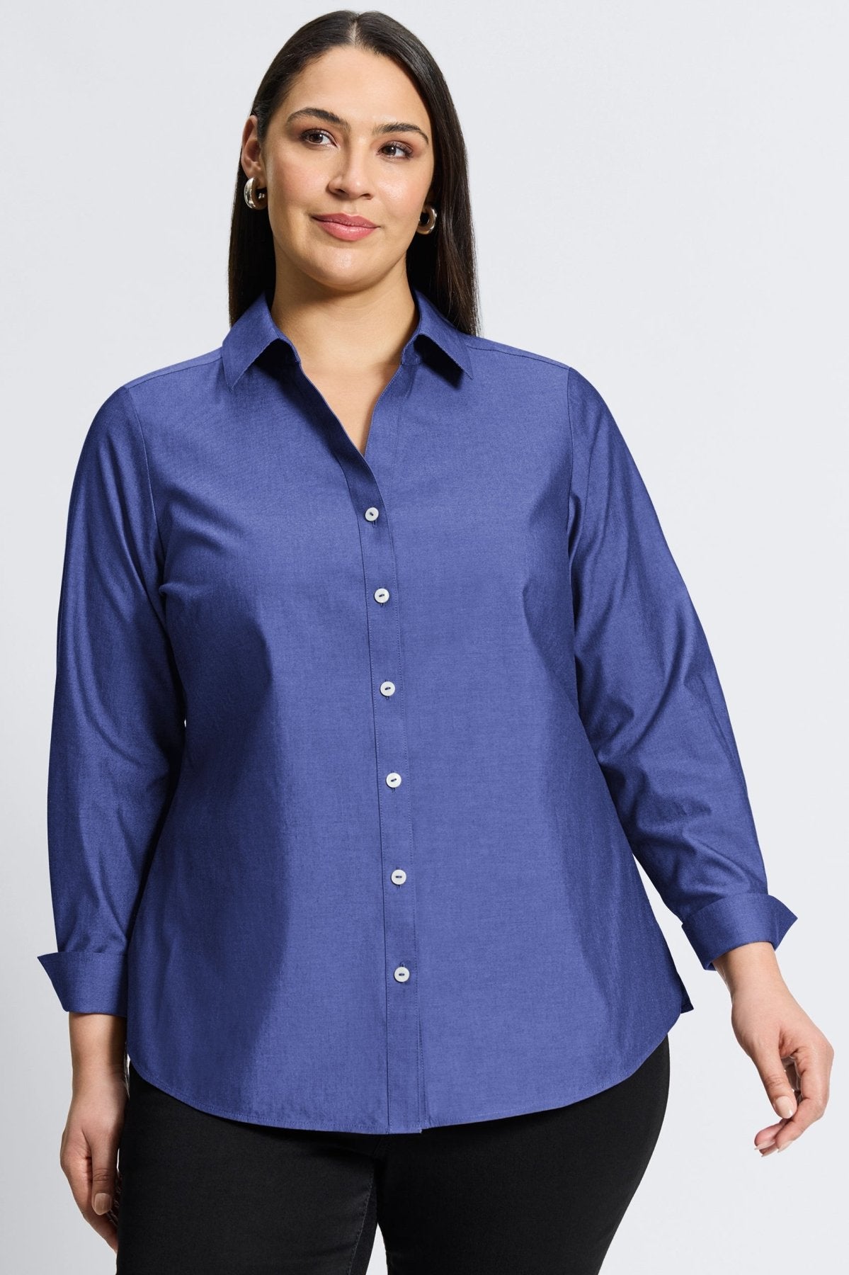Mary Plus No Iron Pinpoint Long Sleeve Shirt