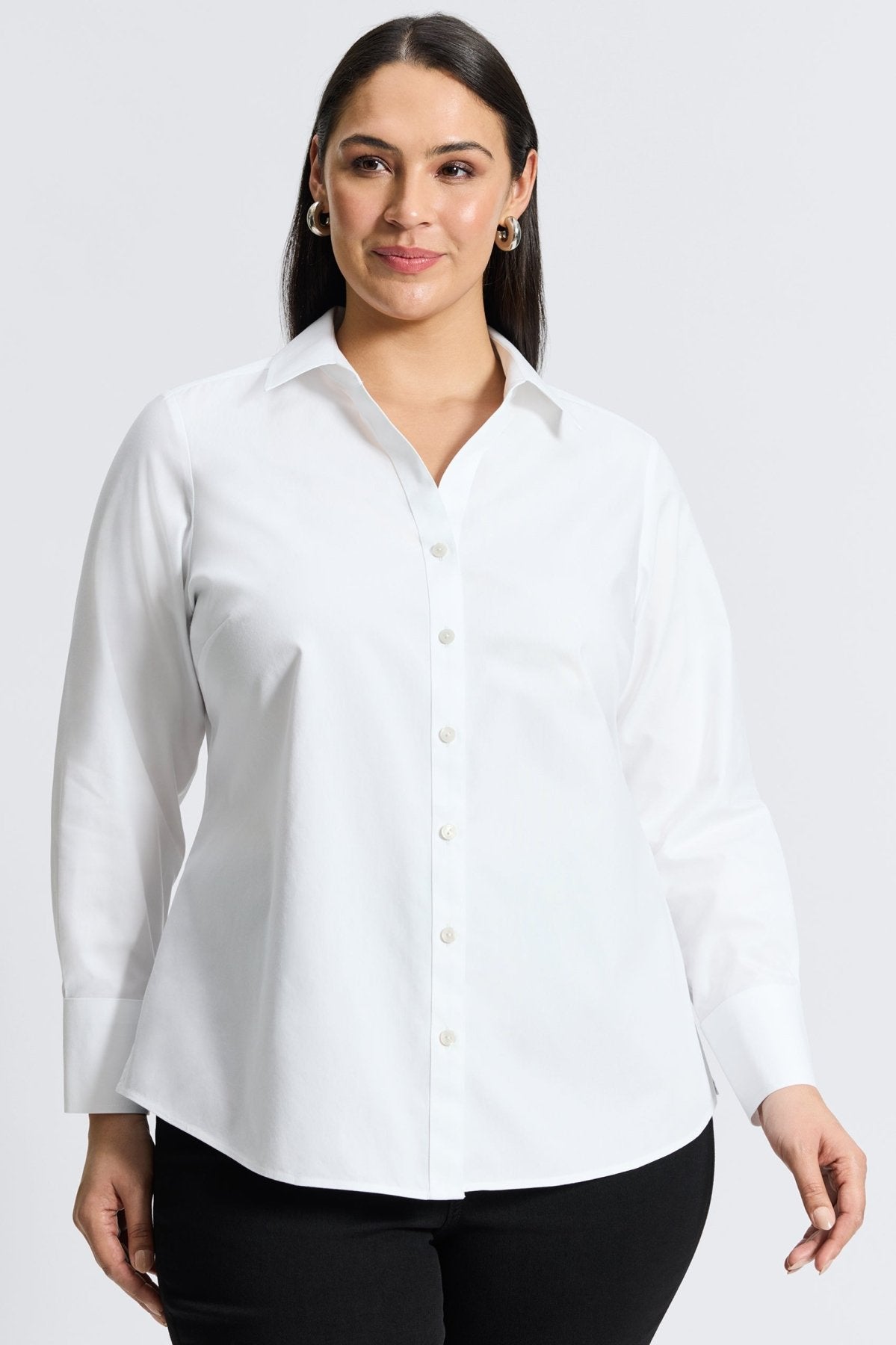 Mary Plus No Iron Pinpoint Long Sleeve Shirt