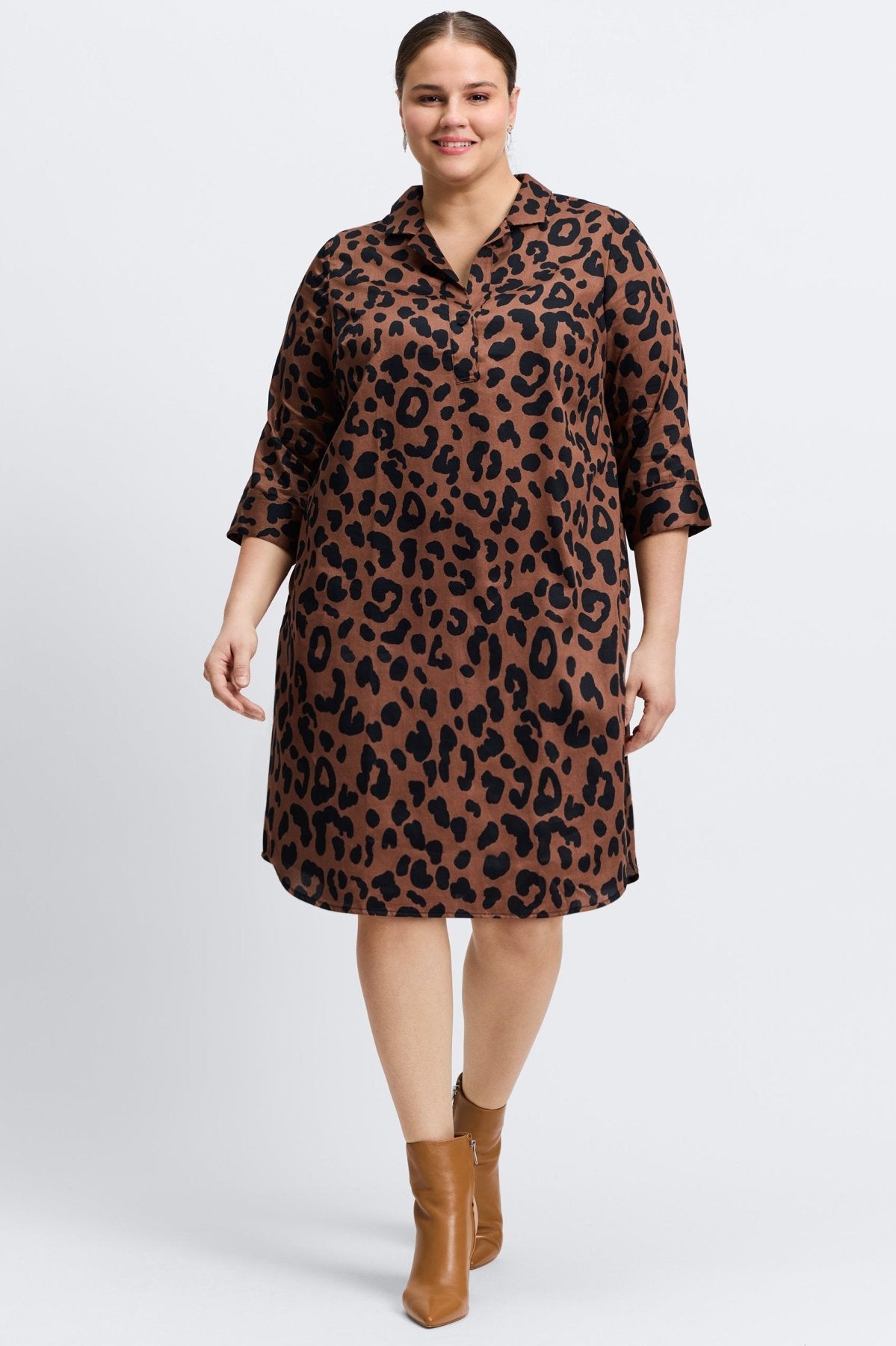 Sloane Plus Cheetah 3/4 Sleeve Dress