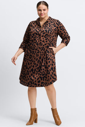 Sloane Plus Cheetah 3/4 Sleeve Dress