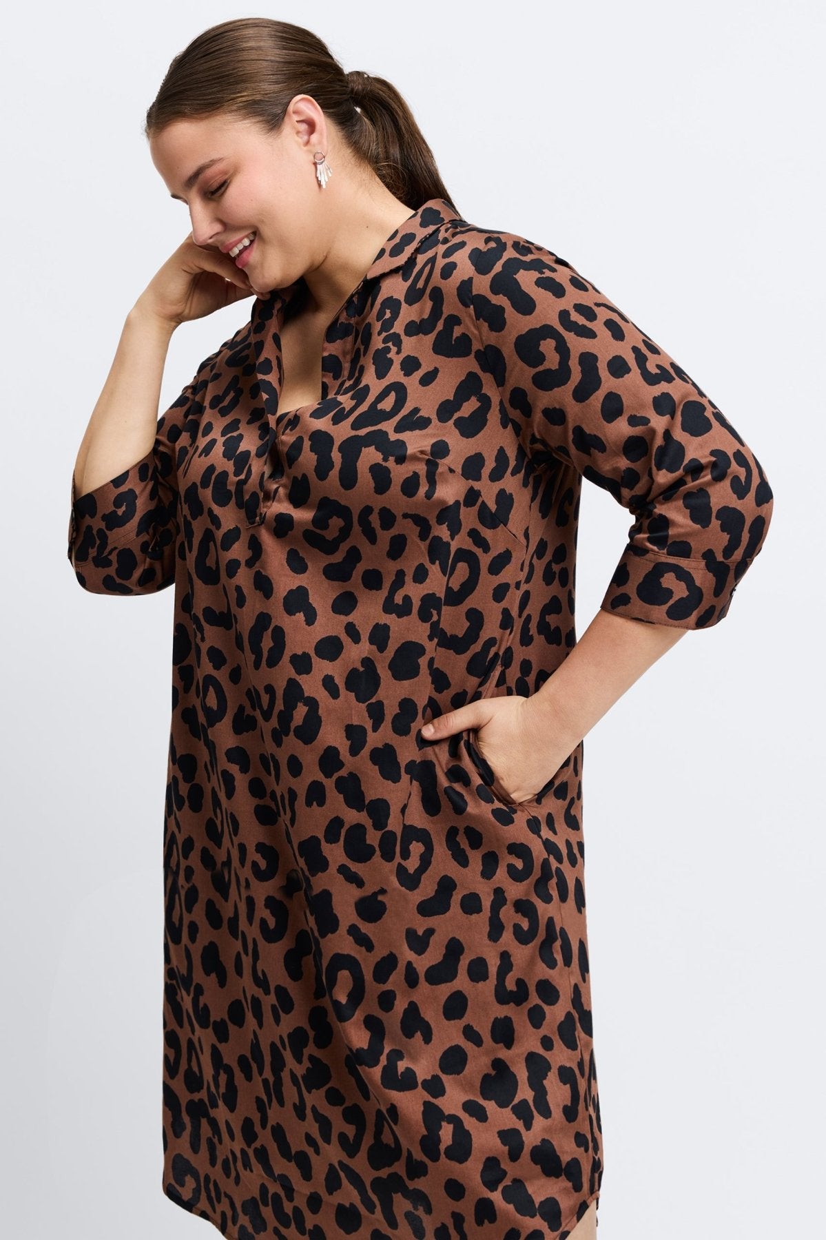 Sloane Plus Cheetah 3/4 Sleeve Dress