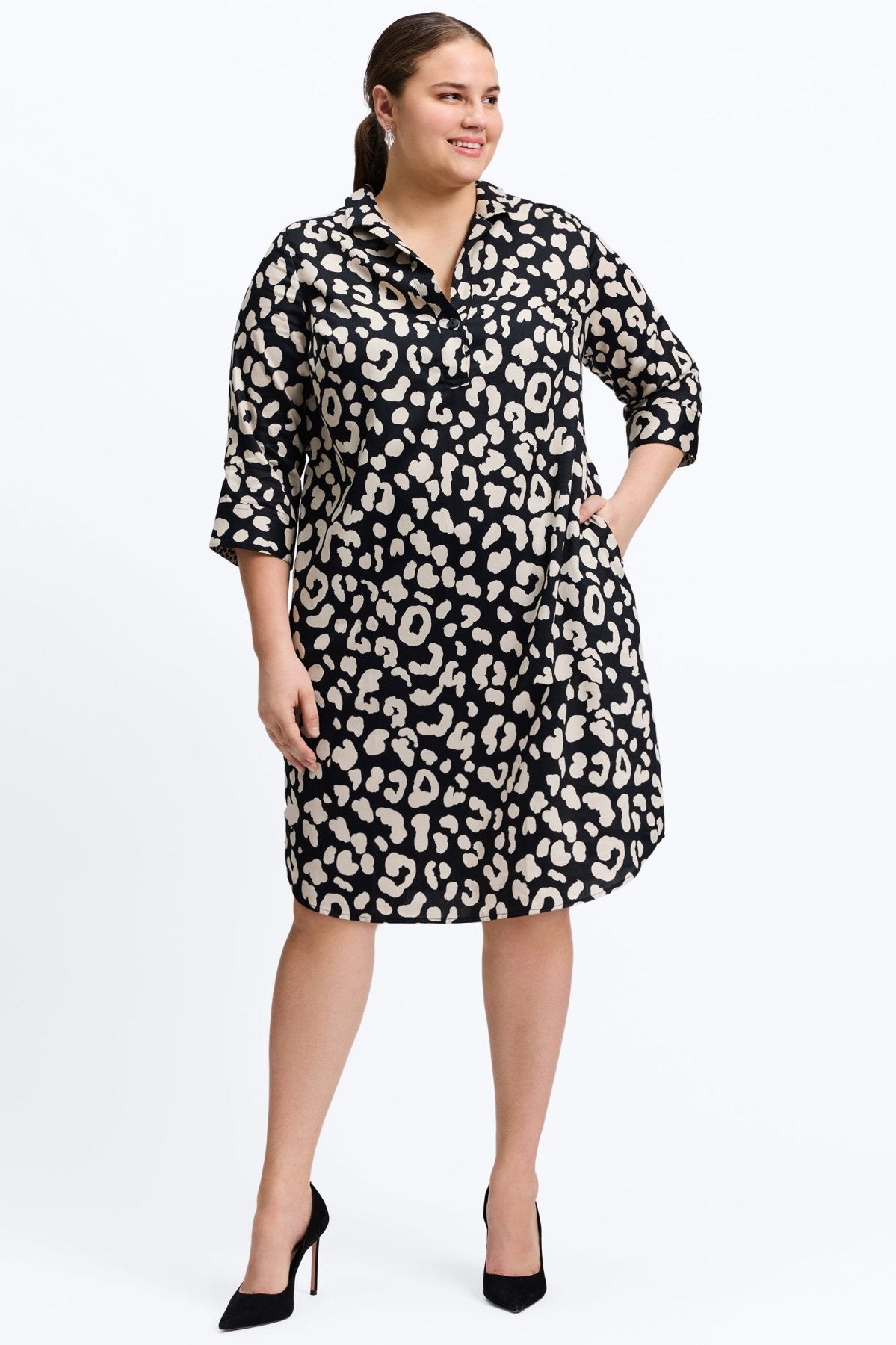 Sloane Plus Cheetah 3/4 Sleeve Dress