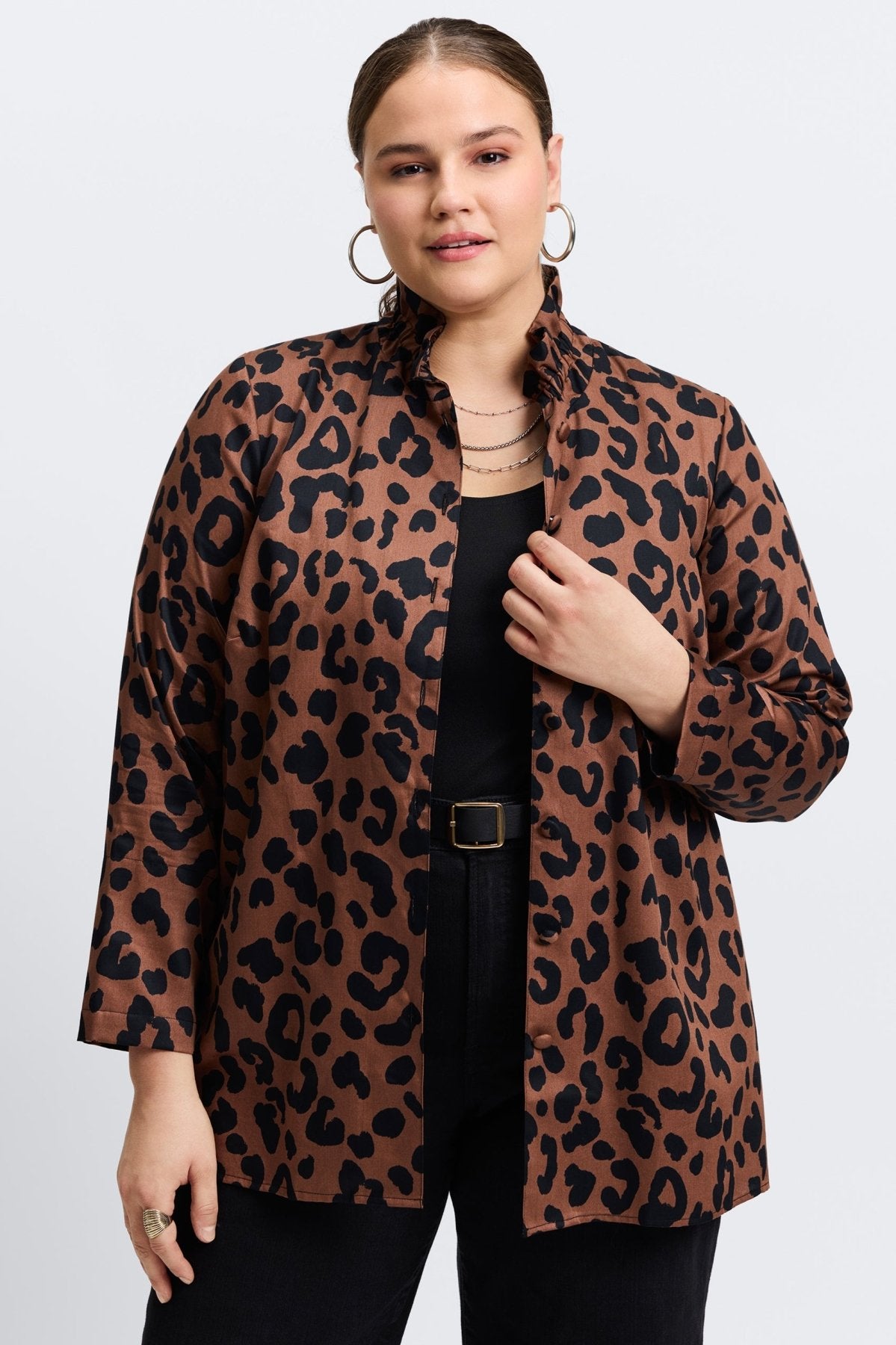 Carolina Plus Cheetah Shirt Long Sleeve Jacket