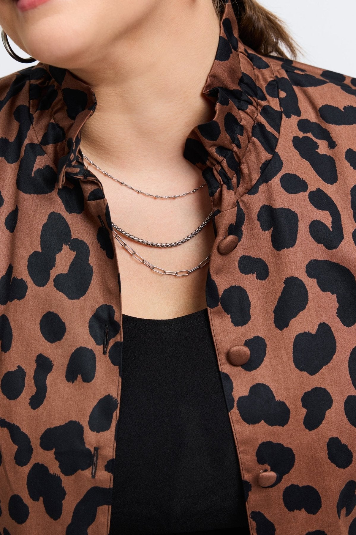 Carolina Plus Cheetah Shirt Long Sleeve Jacket