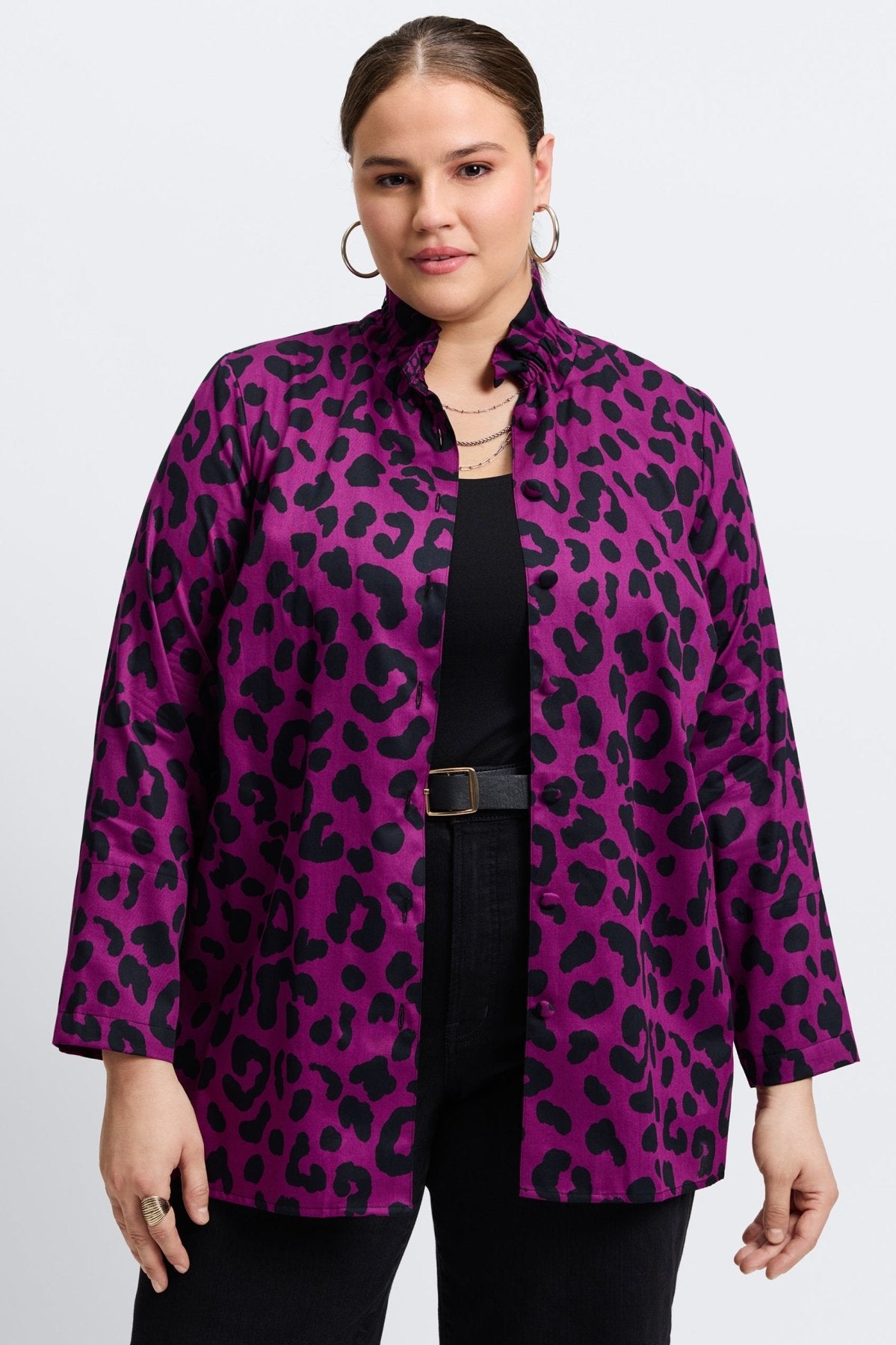 Carolina Plus Cheetah Shirt Long Sleeve Jacket