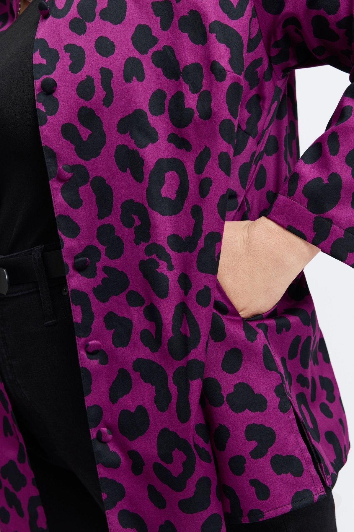Carolina Plus Cheetah Shirt Long Sleeve Jacket