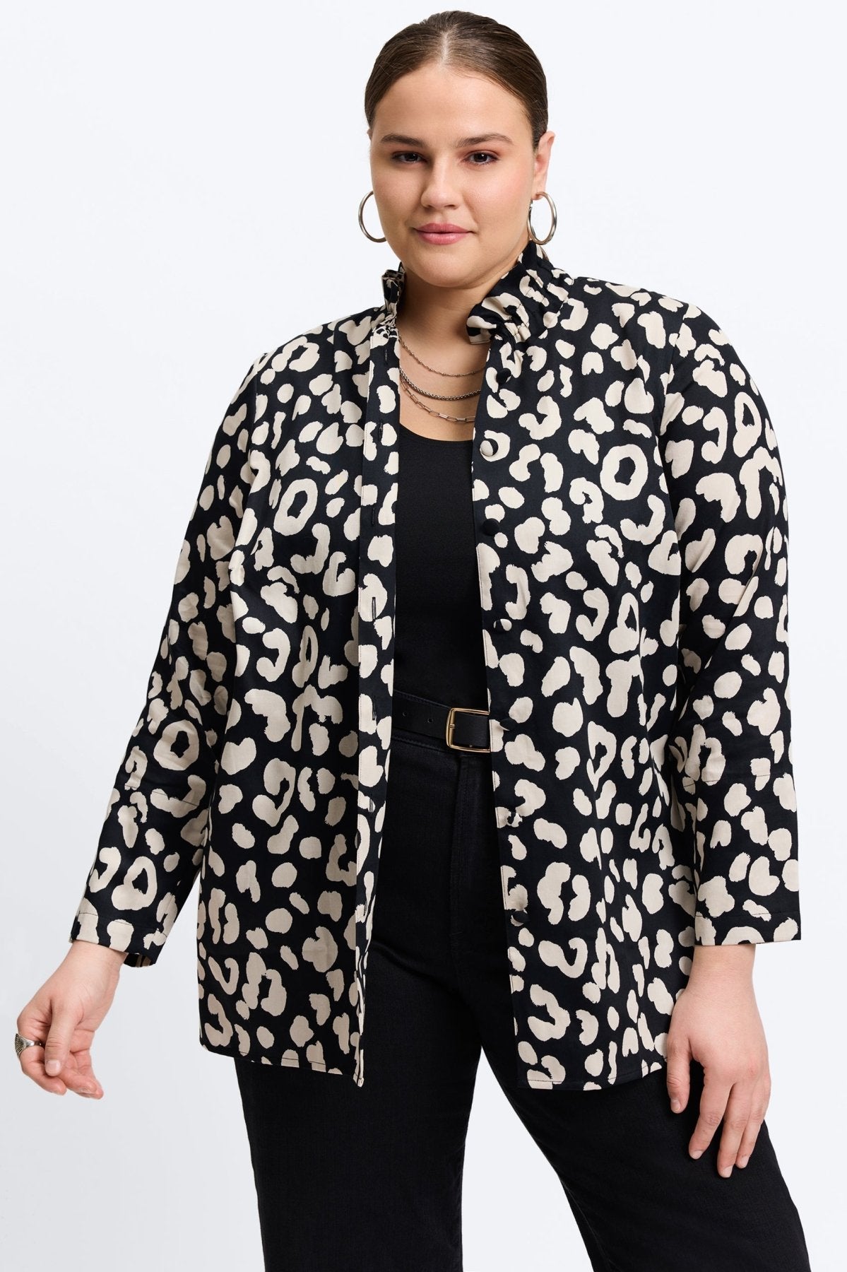 Carolina Plus Cheetah Shirt Long Sleeve Jacket