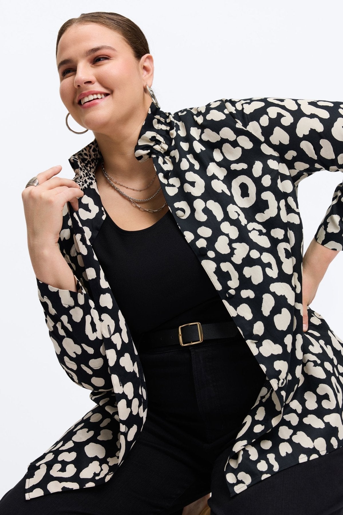 Carolina Plus Cheetah Shirt Long Sleeve Jacket