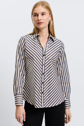 Mary No Iron Stretch Striped Long Sleeve Shirt
