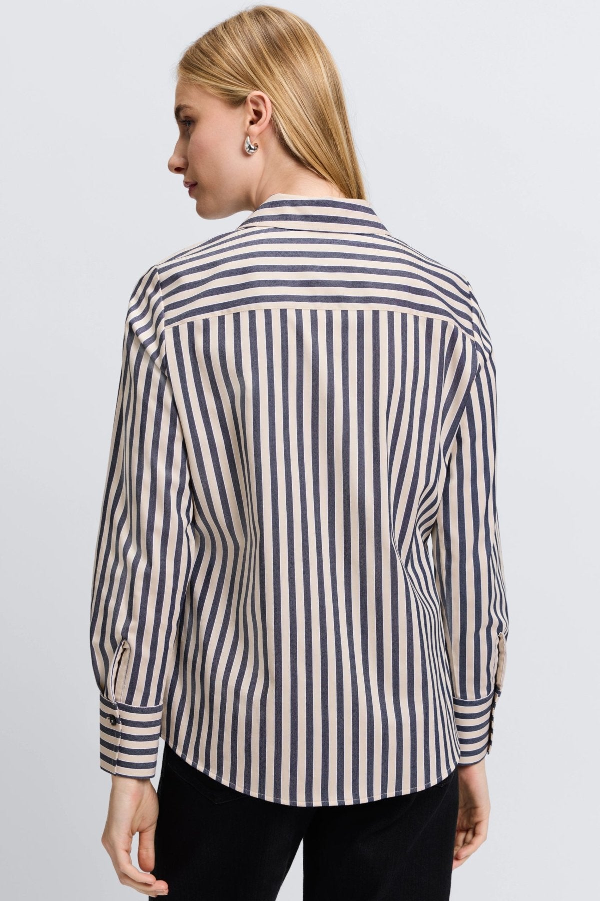 Mary No Iron Stretch Striped Long Sleeve Shirt