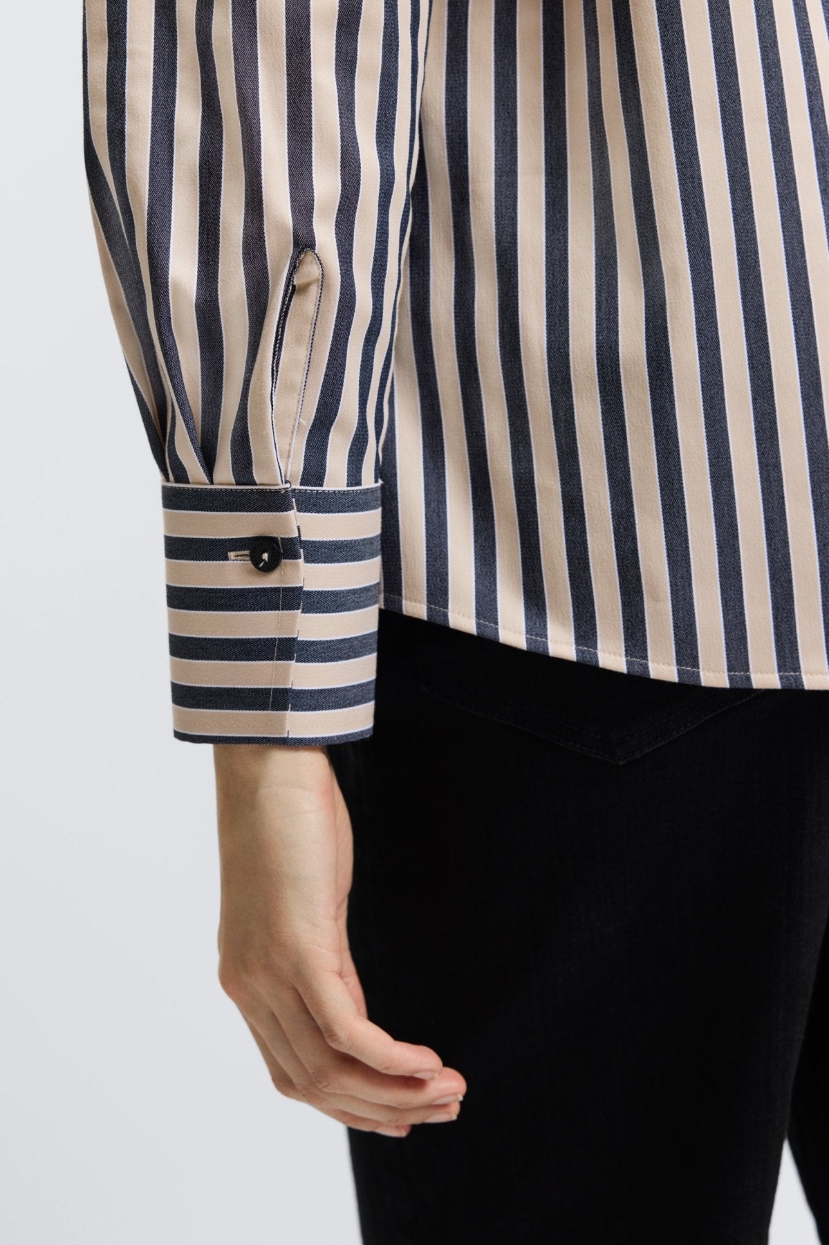 Mary No Iron Stretch Striped Long Sleeve Shirt