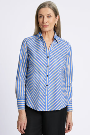 Mary No Iron Stretch Striped Long Sleeve Shirt