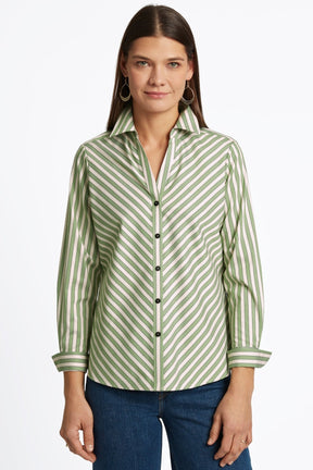 Mary No Iron Stretch Striped Long Sleeve Shirt