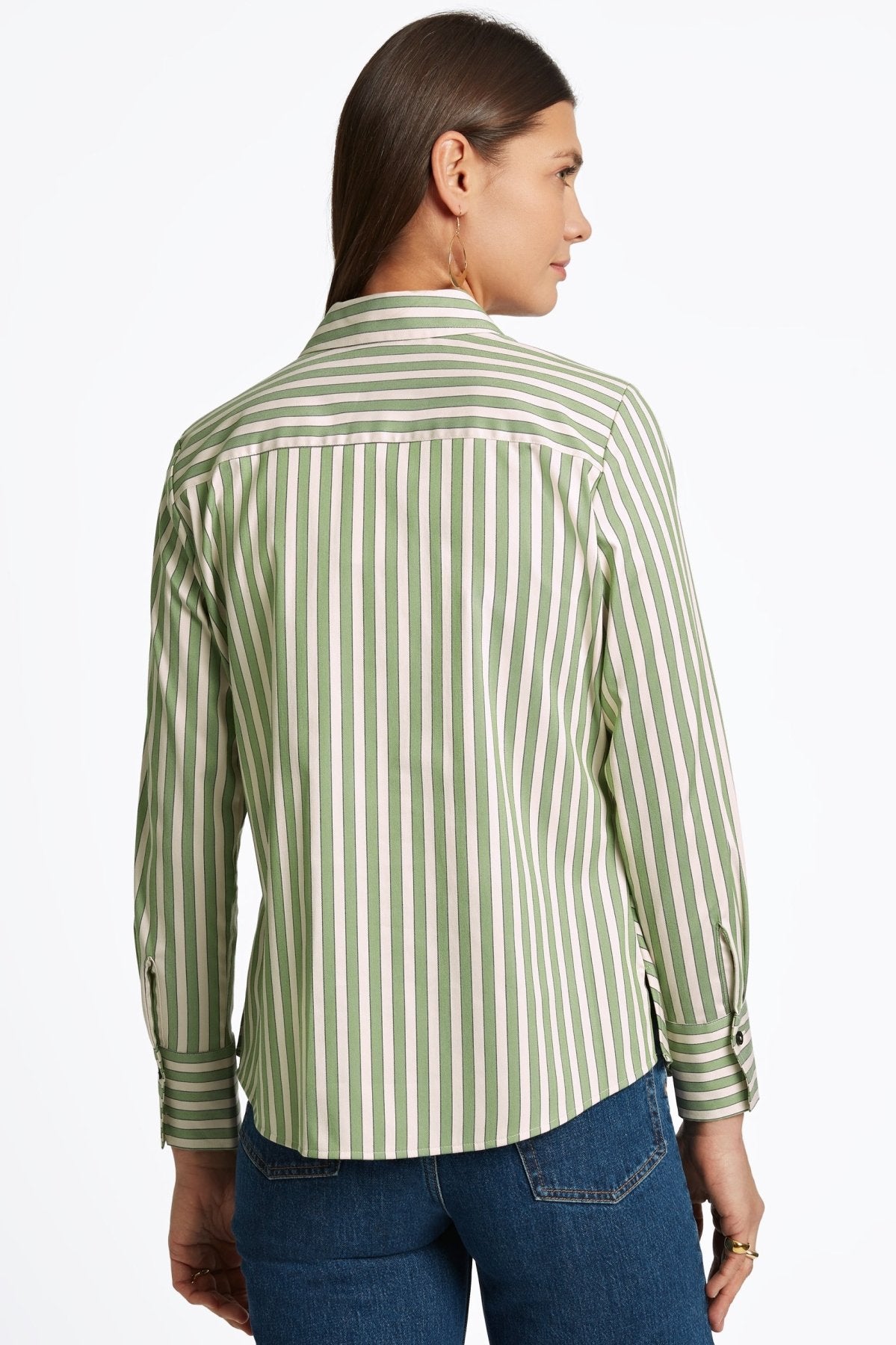 Mary No Iron Stretch Stripe Long Sleeve Shirt