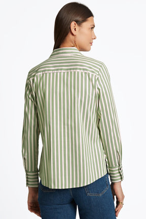 Mary No Iron Stretch Striped Long Sleeve Shirt