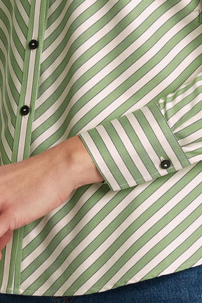 Mary No Iron Stretch Striped Long Sleeve Shirt
