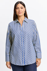 Mary Plus No Iron Stretch Stripe Long Sleeve Shirt