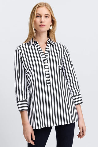 Pamela No Iron Stretch Stripe 3/4 Sleeve Tunic