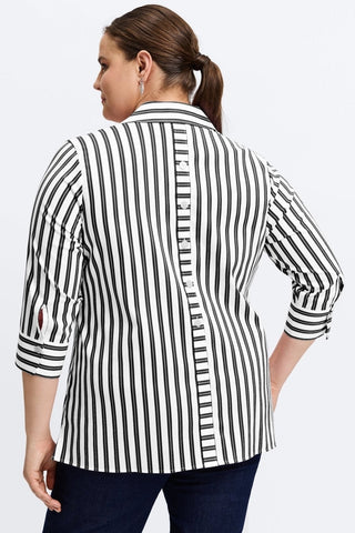 Pamela Plus No Iron Stretch Stripe 3/4 Sleeve Tunic