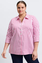 Pamela Plus No Iron Stretch Stripe 3/4 Sleeve Tunic