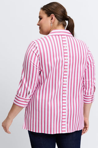 Pamela Plus No Iron Stretch Stripe 3/4 Sleeve Tunic