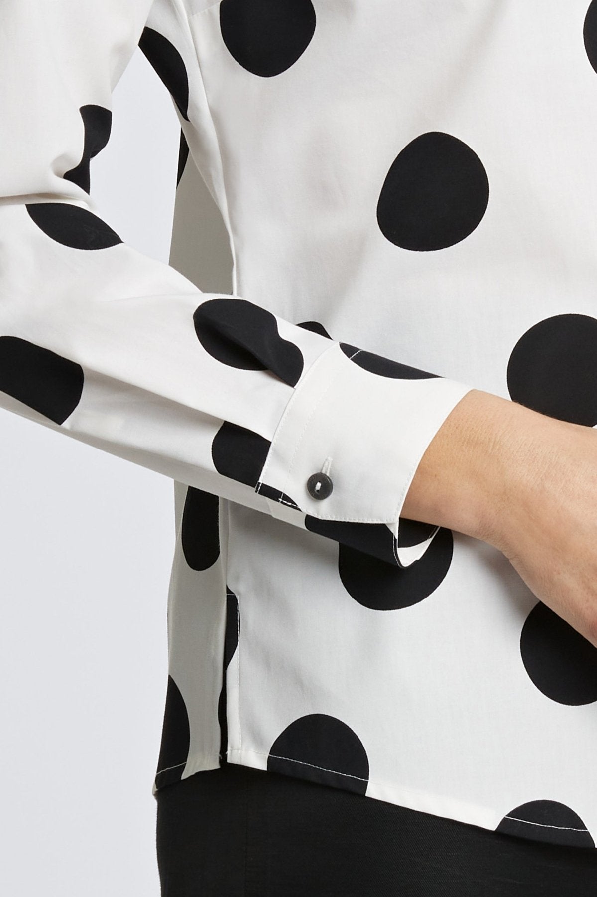 Mary Black & White Dot Long Sleeve Shirt- Foxcroft