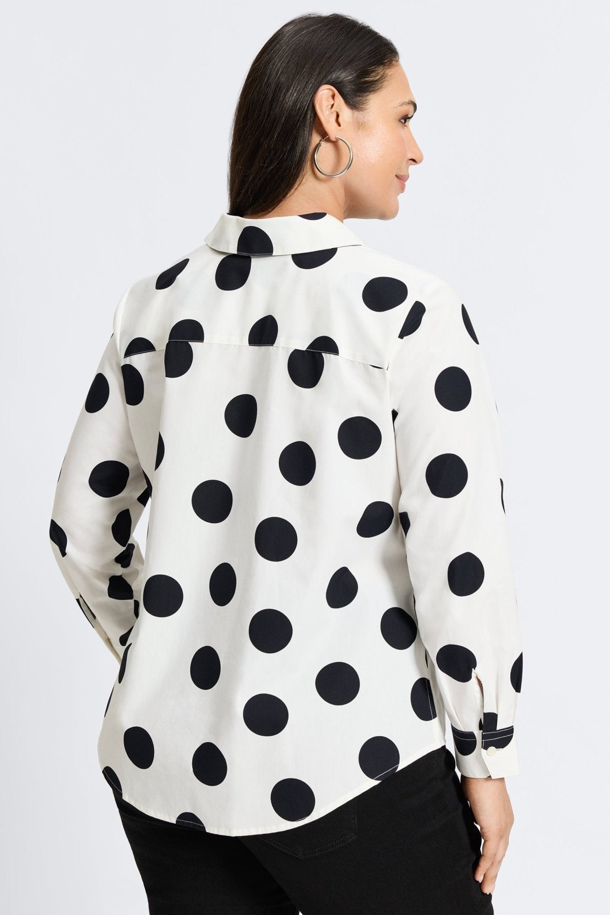 Mary Plus Black & White Dot Long Sleeve Shirt
