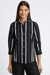 Paityn Black & White Stripe 3/4 Sleeve Shirt