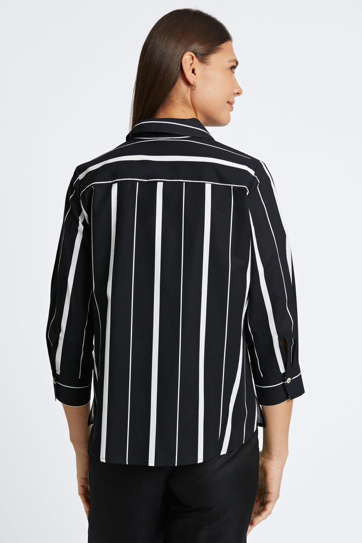 Paityn Black & White Stripe 3/4 Sleeve Shirt