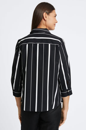 Paityn Black & White Stripe 3/4 Sleeve Shirt