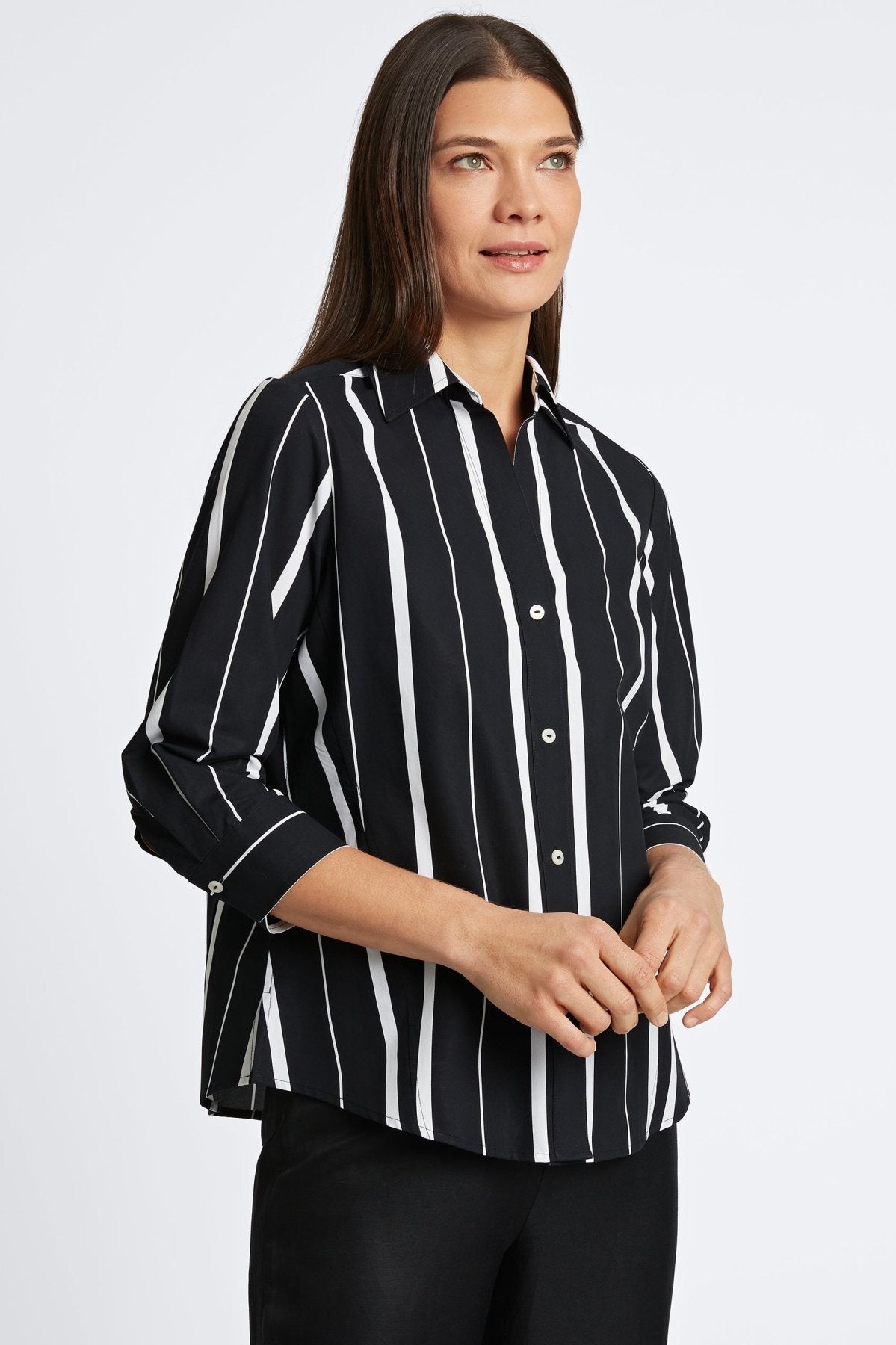 Paityn Black & White Stripe 3/4 Sleeve Shirt