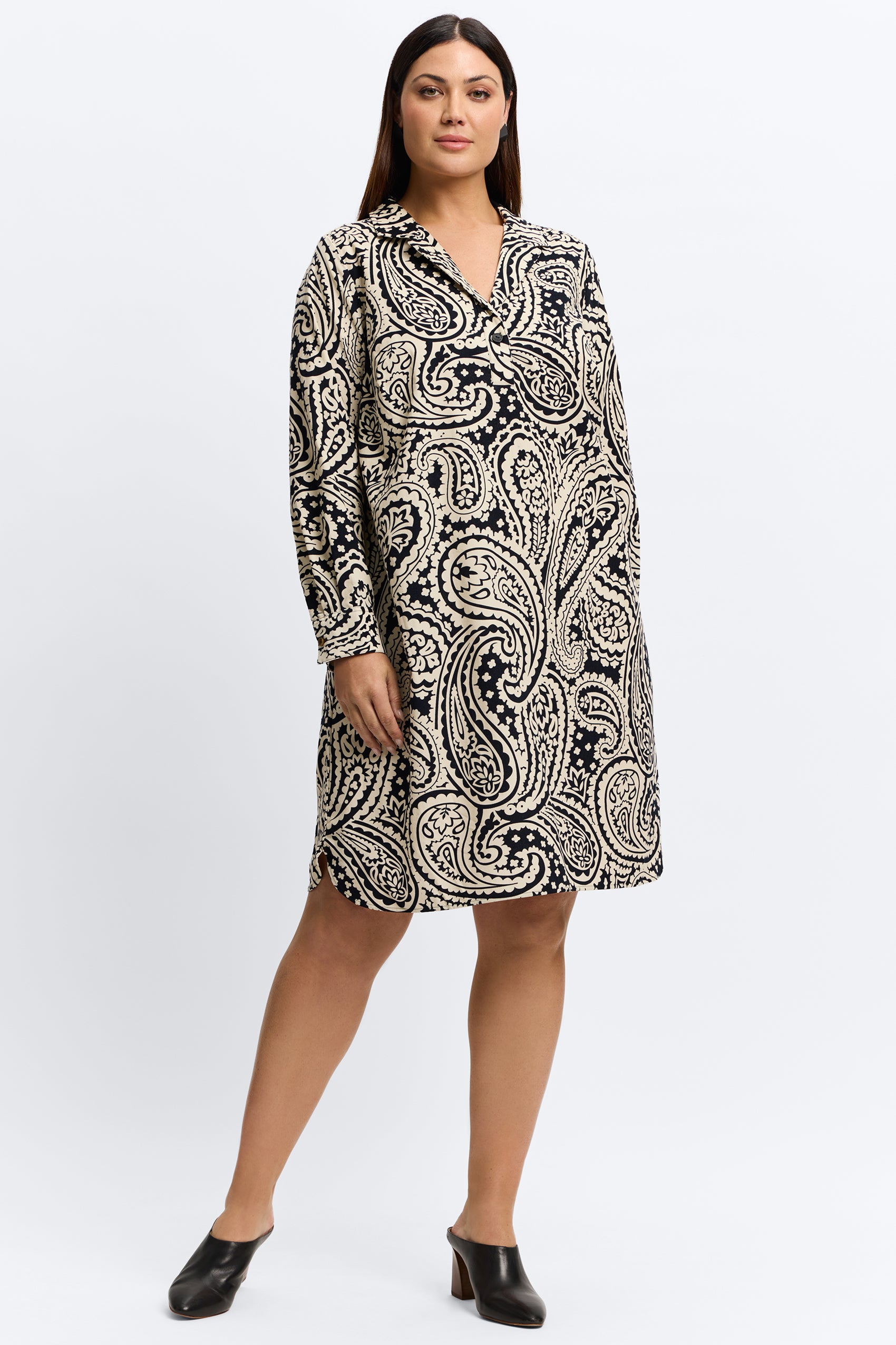 Sloane Plus Paisley Corduroy 3/4 Sleeve Dress