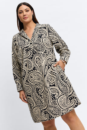Sloane Plus Paisley Corduroy 3/4 Sleeve Dress