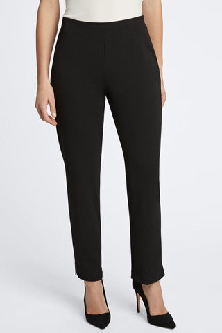 Front view of the sleek ankle length pants #color_black