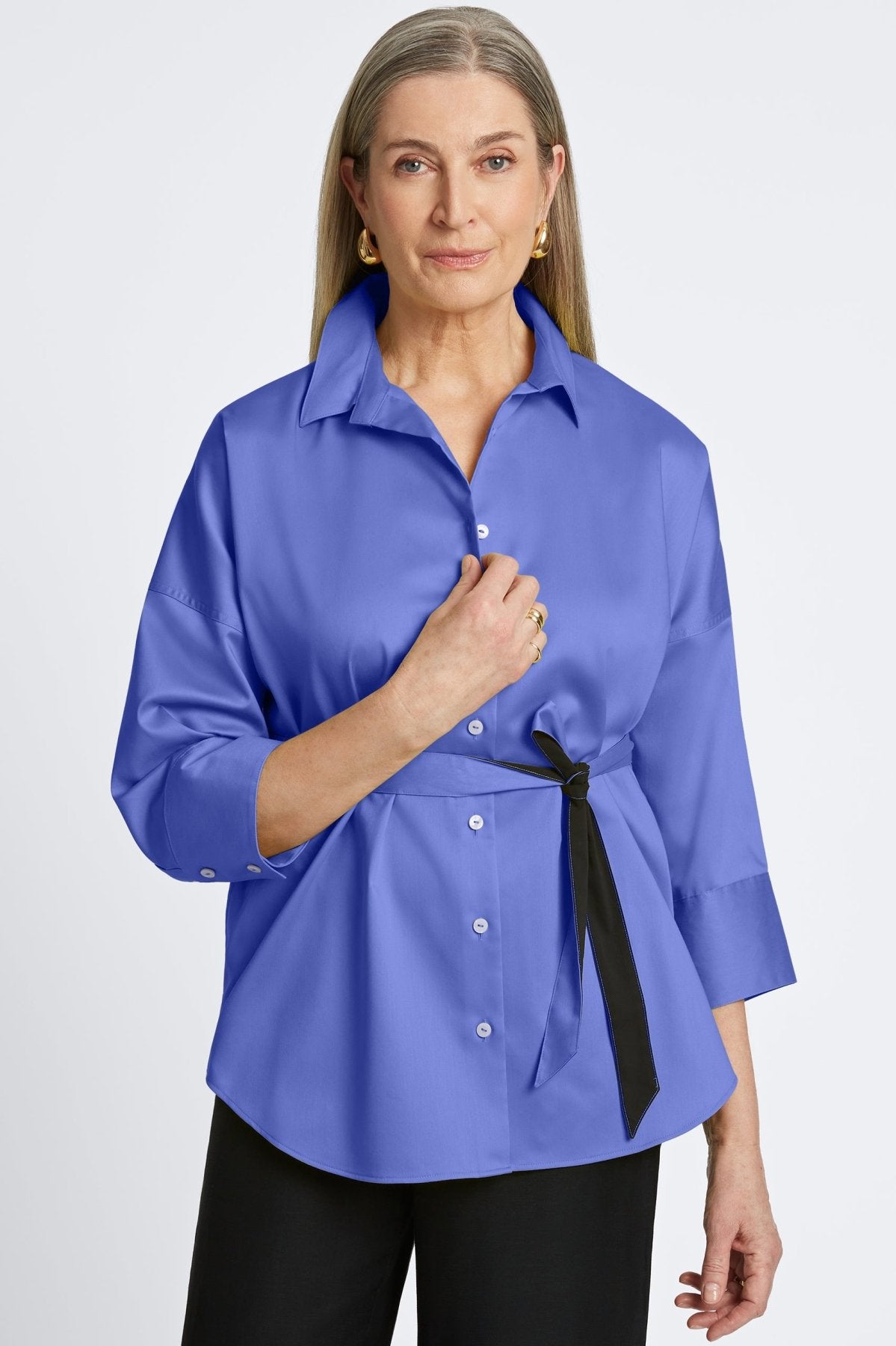 Avery No Iron Stretch Matte Sateen Long Sleeve Shirt
