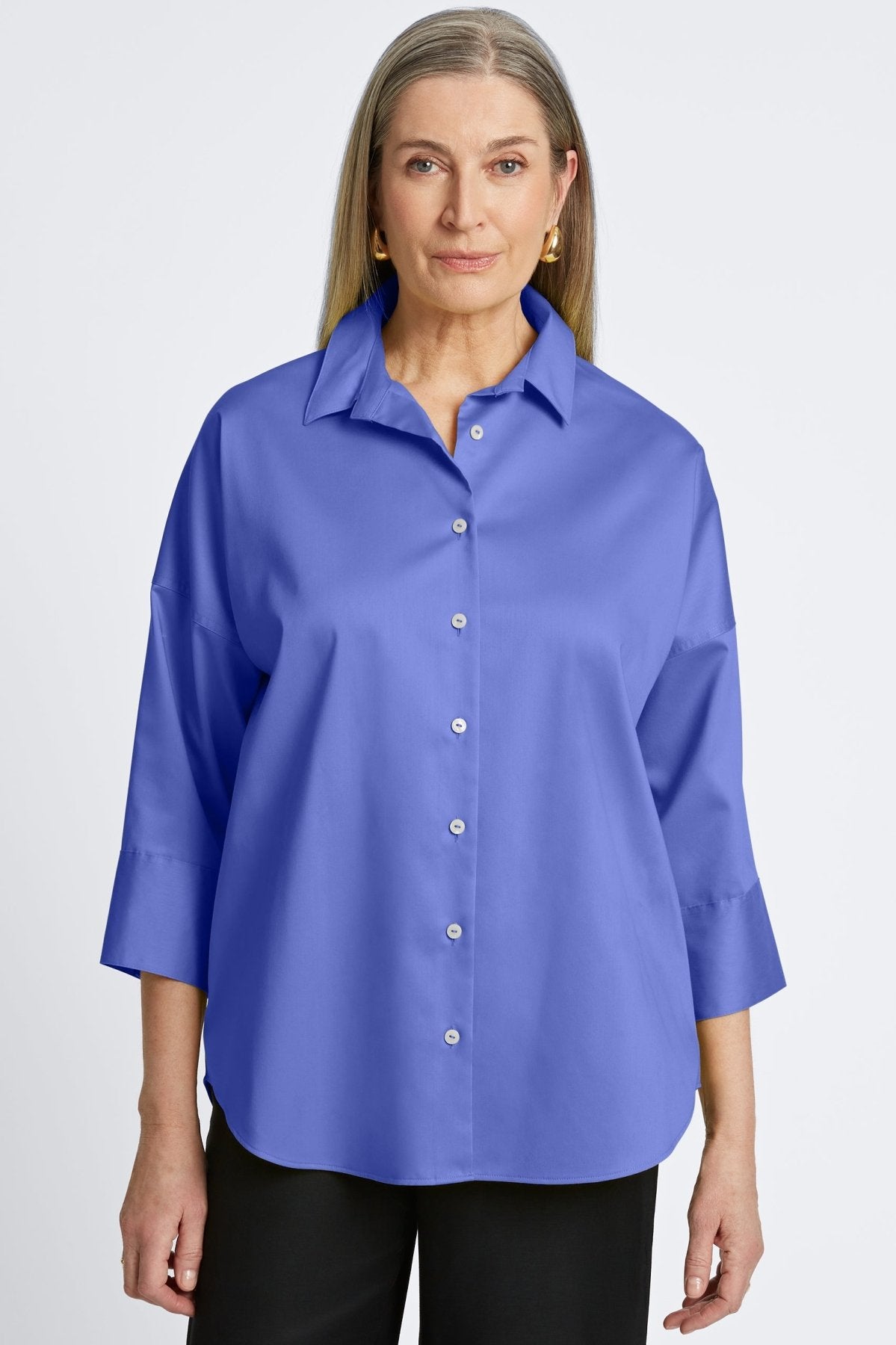 Avery No Iron Stretch Matte Sateen Long Sleeve Shirt