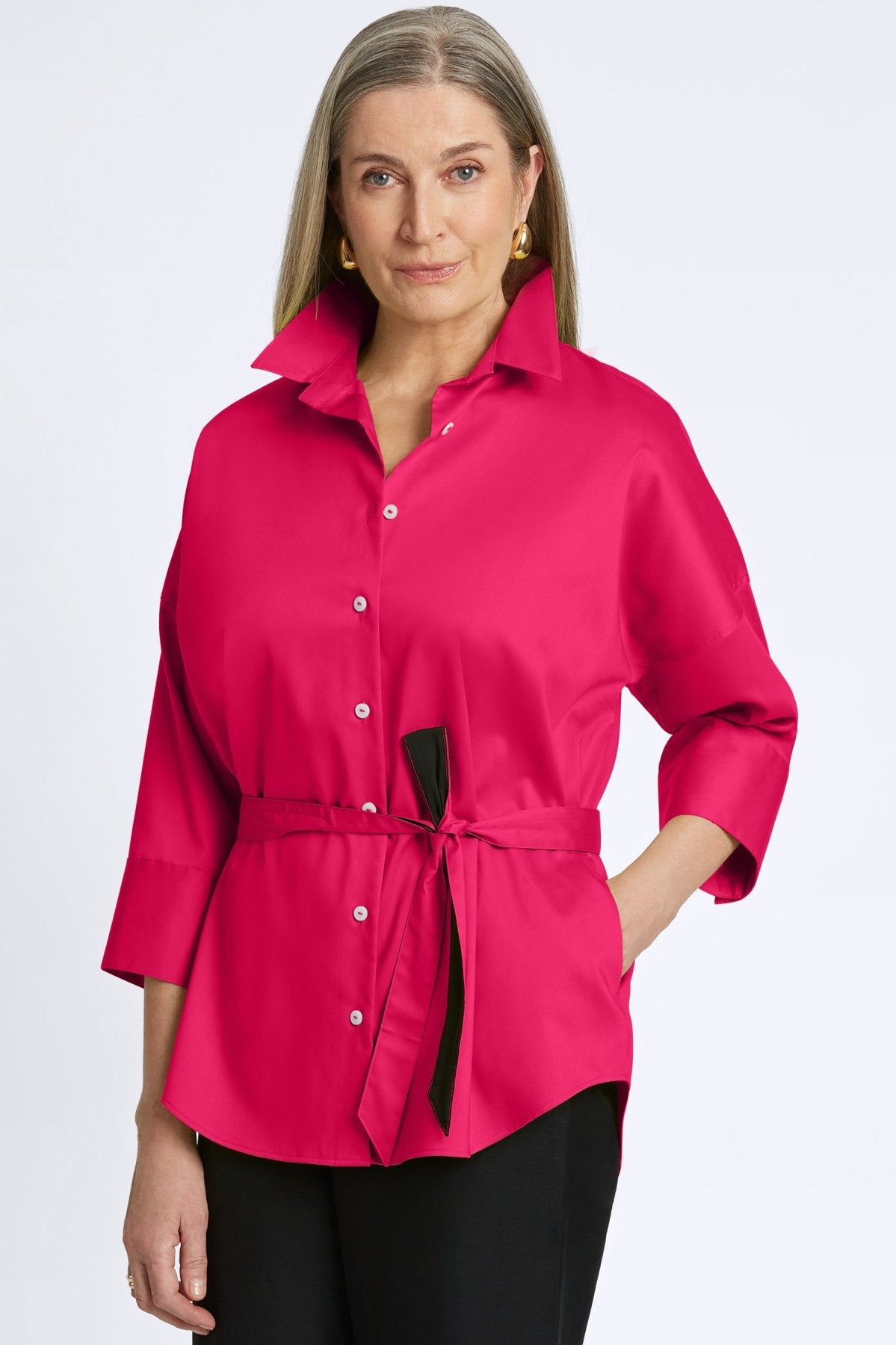Avery No Iron Stretch Matte Sateen Long Sleeve Shirt