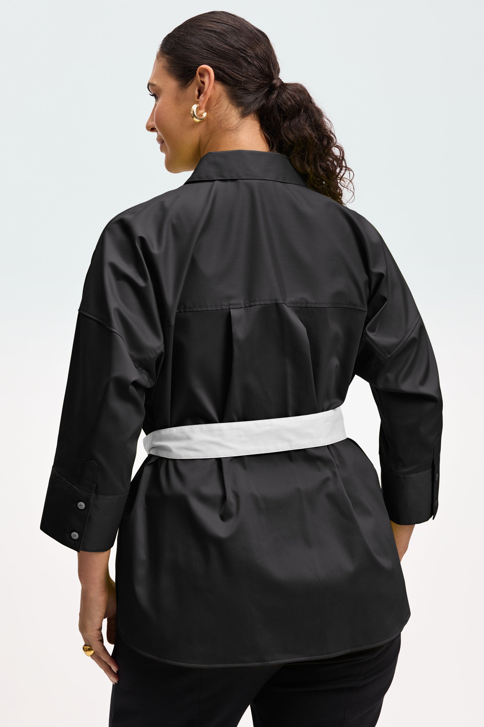 Avery Plus Stretch Matte Sateen No Iron 3/4 Sleeve Shirt