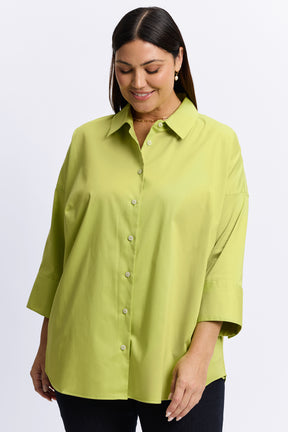 Avery Plus Stretch Matte Sateen No Iron 3/4 Sleeve Shirt