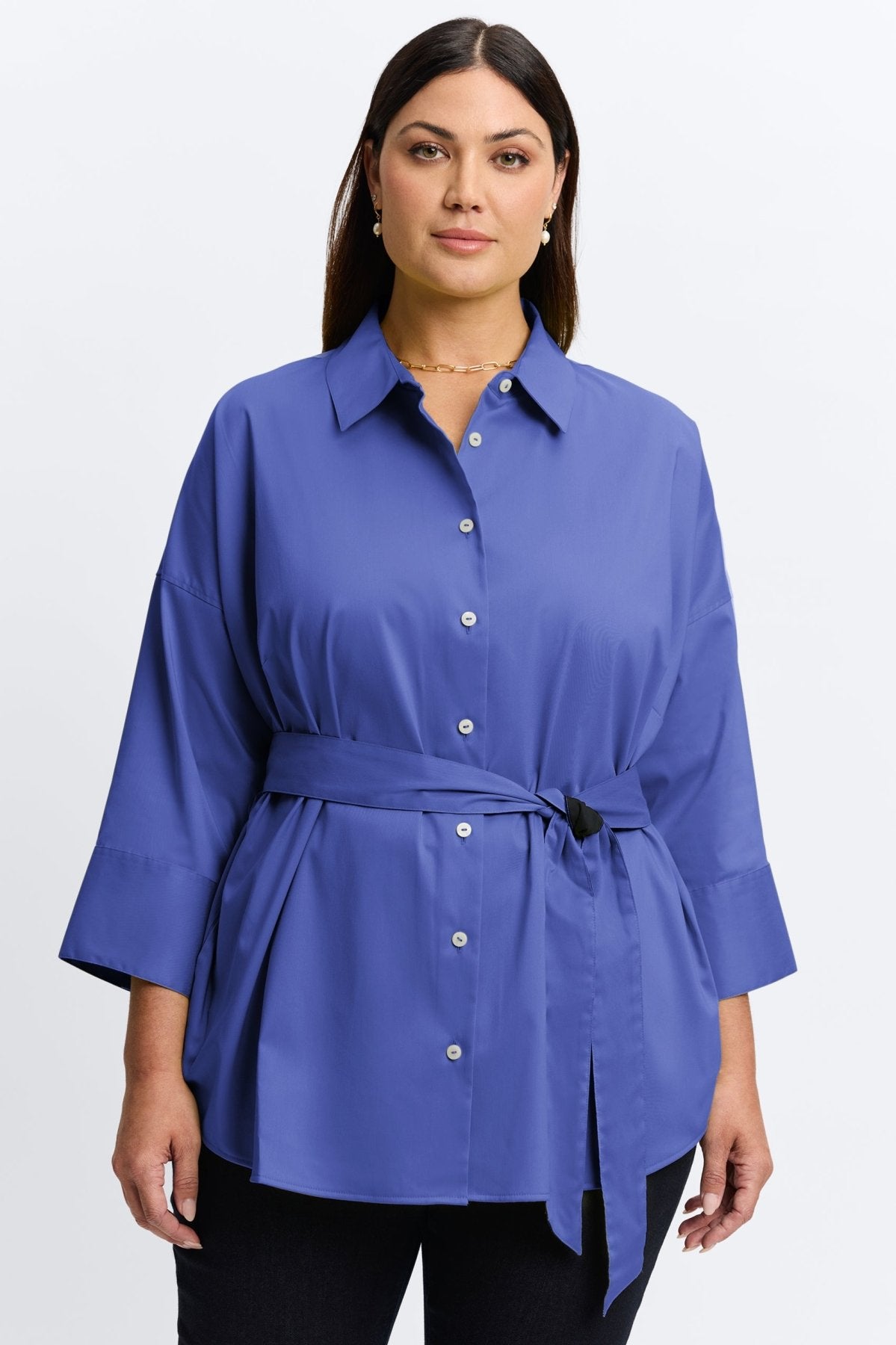 Avery Plus No Iron Stretch Matte Sateen Long Sleeve Shirt