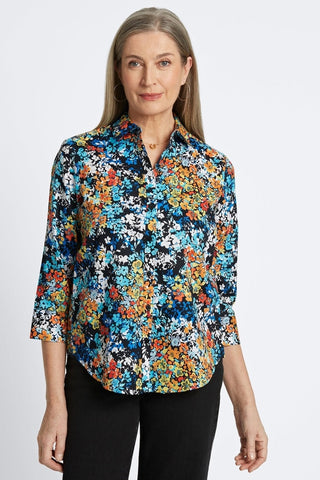 Margie Floral Clusters 3/4 Sleeve Shirt